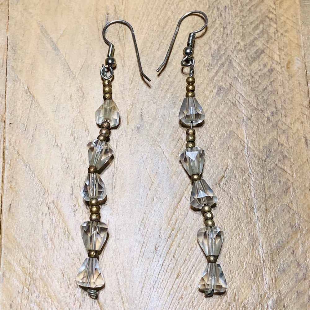 Crystal and Beaded Bendable Dangle Earrings
